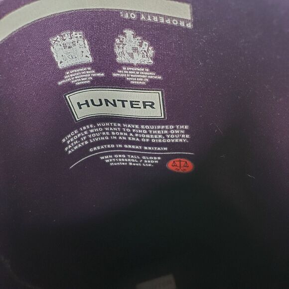 Hunter Tall Boots Womens 5 Purple Gloss Rain Rubber Buckle Accent Waterproof - Picture 6 of 10